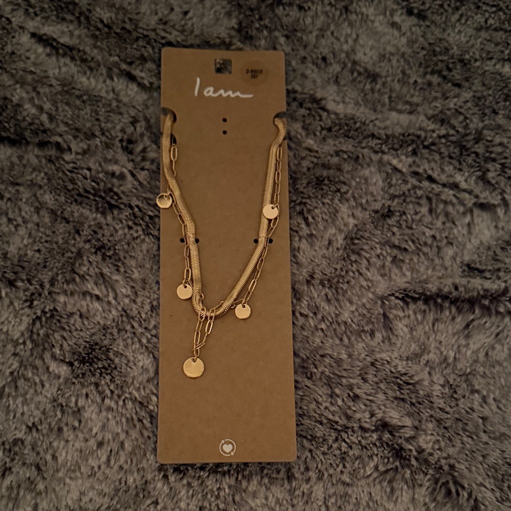 Gold Tone Layered Necklace With Disc Charms 14$